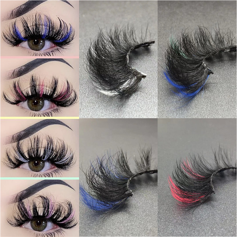 Rainbow Eye Lashes Cruelty Free Silk Lace Colored Eyelashes Dramatic Makeup Beauty Purple/pink/blue Cilias ombre eyelashes