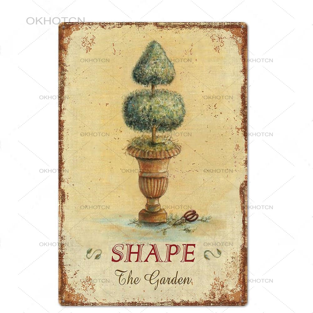 Garden Rules Metal Sign Vintage Metal Plaque Plates Decor For Pub Bar Home Wall Decor Tin Signs Flower Poster