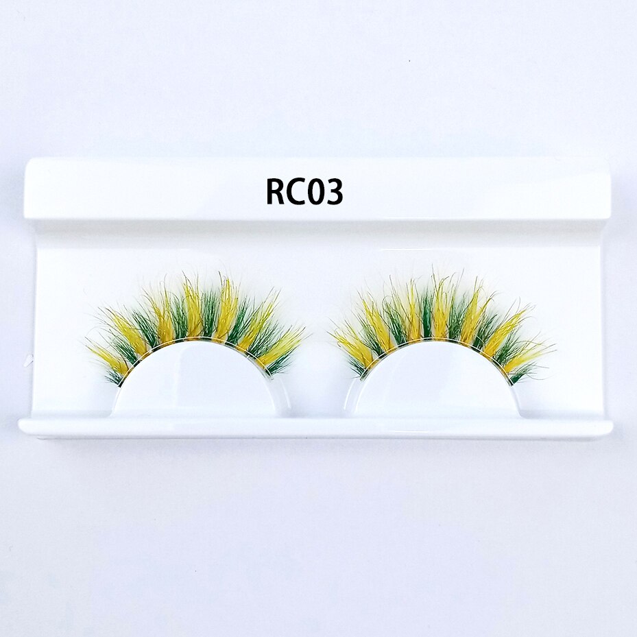 1pair Transparent stem Colored Mink Lashes 15mm-25mm False Eyelashes Soft Tousled 3D Spectacular Long Natural Mink