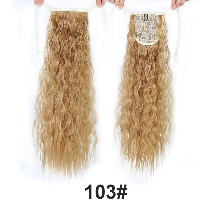 Natural Wave Pony Tail Fake Hair Extension Heat Resistant Synthetic Long Wavy Wrap Around Clip In Ponytail Hair