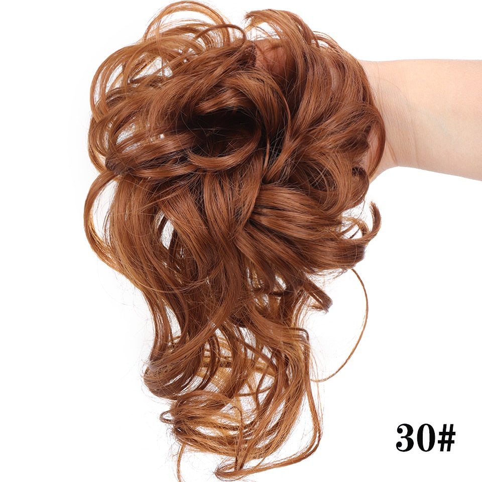 Synthetic Hair Bun Bands Blonde Black Messy Curly Chignon Donut Updo Scrunchies Fake Hair Pieces For Women Hair Extensions