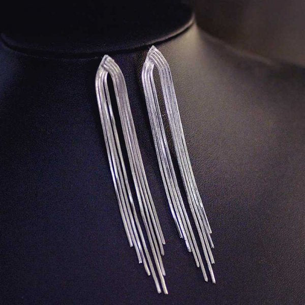 Women Long Tassel Earrings Korean Sweet Butterfly Rhinestone Earring Elegant Geometric Hanging Earring Jewelry