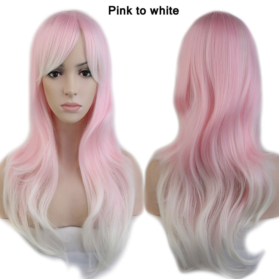 S-noilite Synthetic 28colors 22inch Loose Wave Wigs Halloween Cosplay Wig Blue Red Pink Grey Purple Hair Cosplay