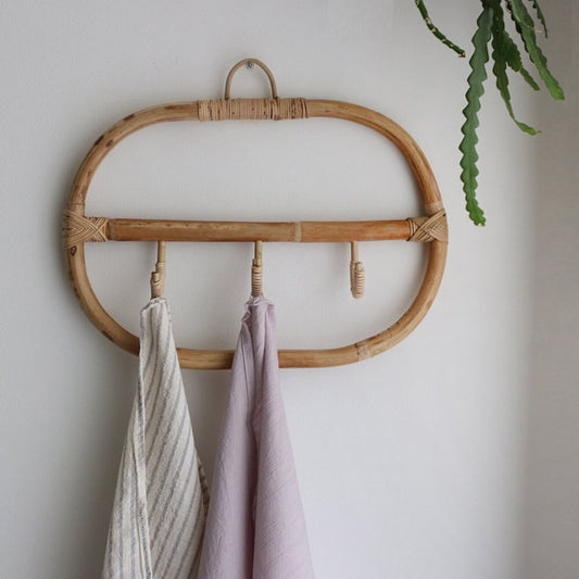 Rattan Wall Hooks Clothes Hat Hanging Hook Crochet Nordic Vintage Cloth Holder Organizer Hangers Dorm Decor