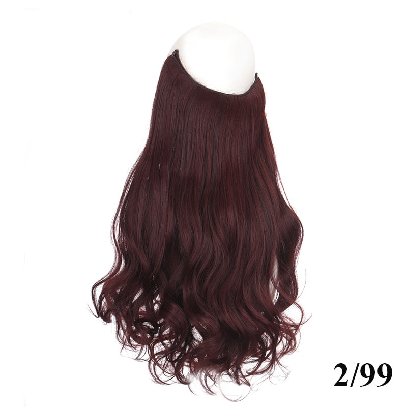 Invisible Wire No Clip One Piece Hair Extensions Secret Fish Line Hair Pieces Wave Straight Synthetic Fake 24 inch