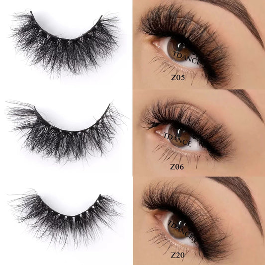 Fluffy Lashes 3D Mink Lashes 13mm-20mm Soft Thick Natural Eyelashes False Eyelash 1Pair Makeup Reusable Lash