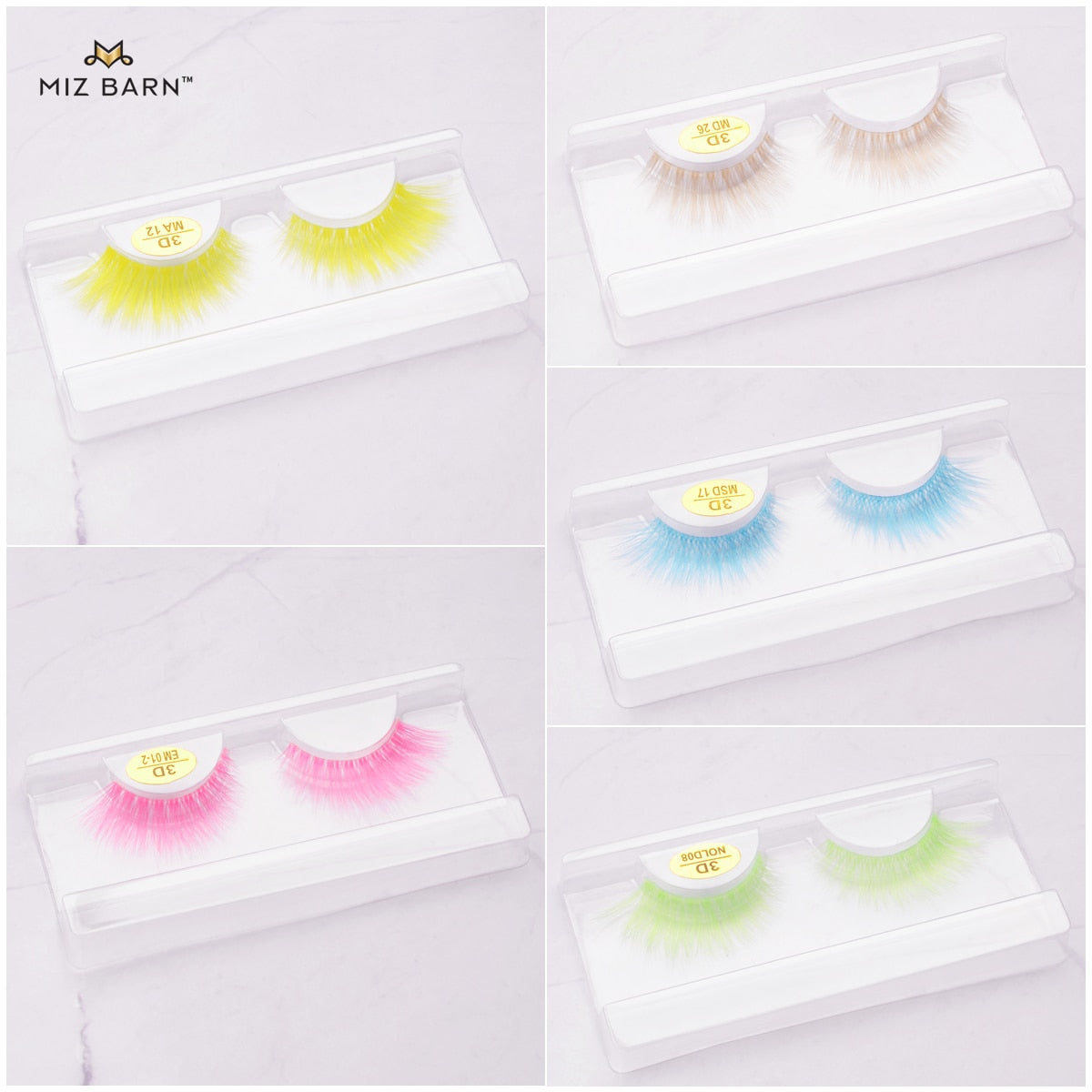 3D Colorful False Eyelashes Faux Mink Lashes Color Pink Blue Yellow Green Halloween Fake Eyelash Fluffy Soft Cil Cilias