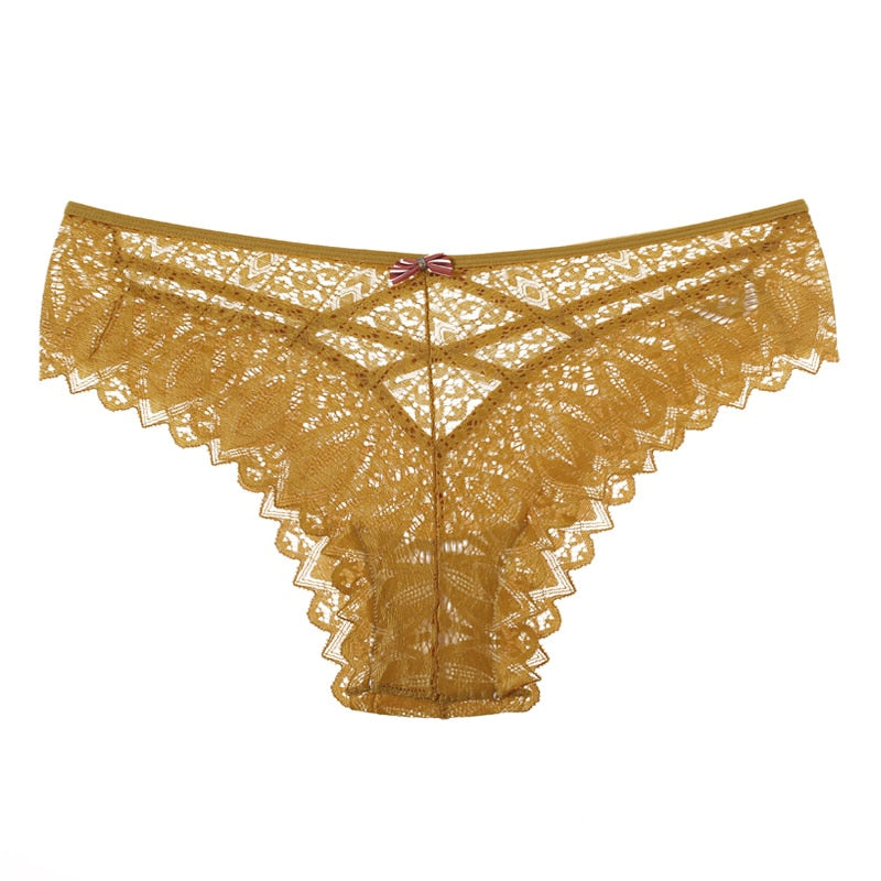 Panties Women Lace Underwear Sexy Low-Waist Briefs Hollow Out G String Underpant Solid Comfortable Lingerie