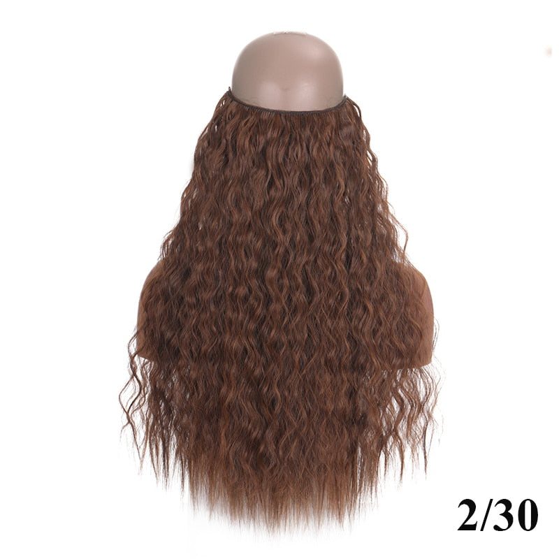 Invisible Wire No Clip One Piece Hair Extensions Secret Fish Line Hair Pieces Wave Straight Synthetic Fake 24 inch