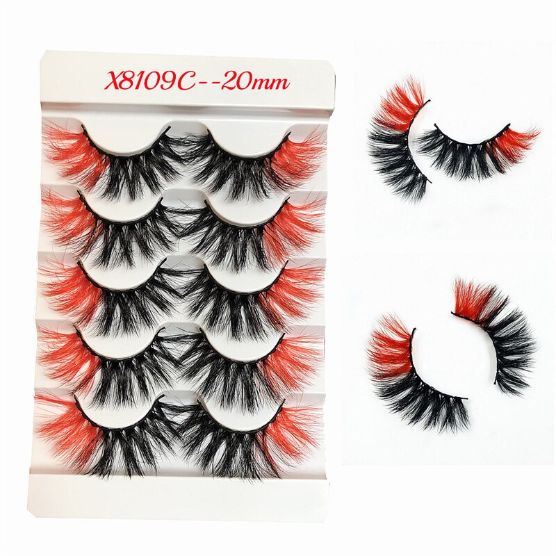 Rainbow Colored Lashes 3D Mink Lashes Ombre Dramatic Colorful Natural Eyelashes Extension Make up Fake Eyelashes