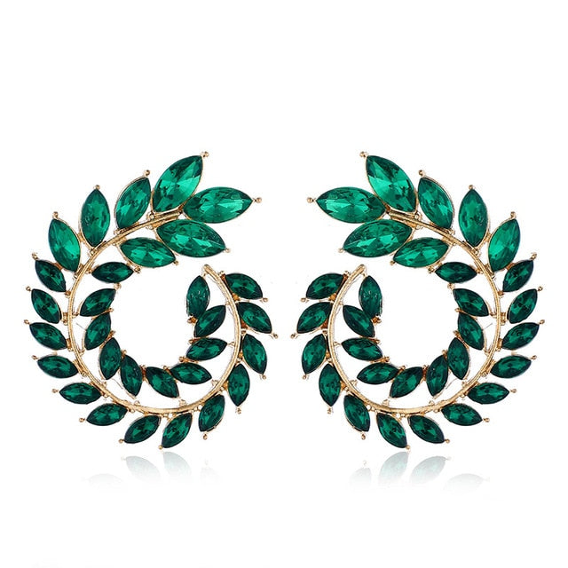 10 Colors Rhinestone Earrings Geometric Big Round Stud Earrings Crystal Luxury Wedding Gift