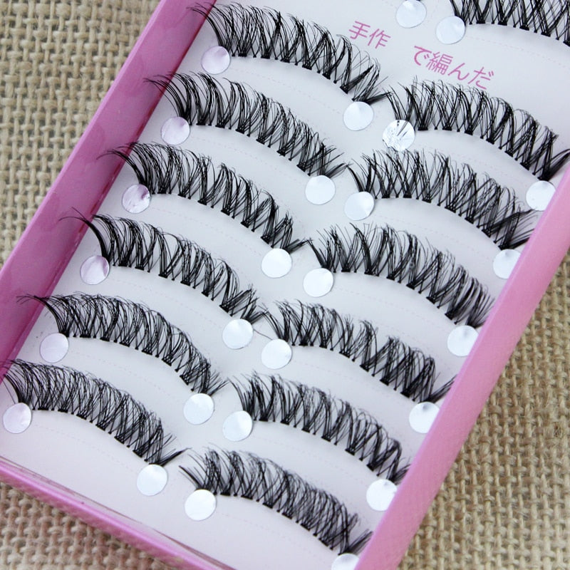 Japanese Handmade False Eyelashes Transparent Stem Natural Nude Makeup Simulation Cross Messy Eye Tail Thick False Eyelash