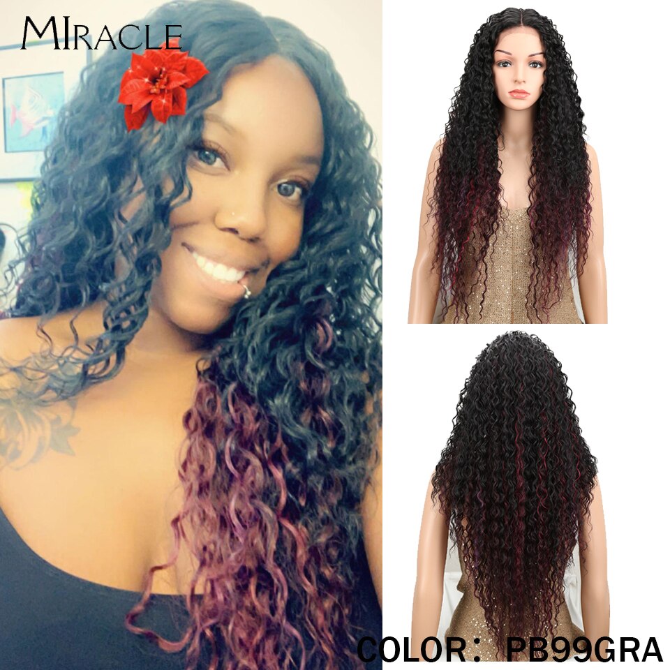 Synthetic Lace Wig Curly 30Inch Afro Kinky Curly Lace Natural Wave Blonde Wig High Temperature Fiber Hair