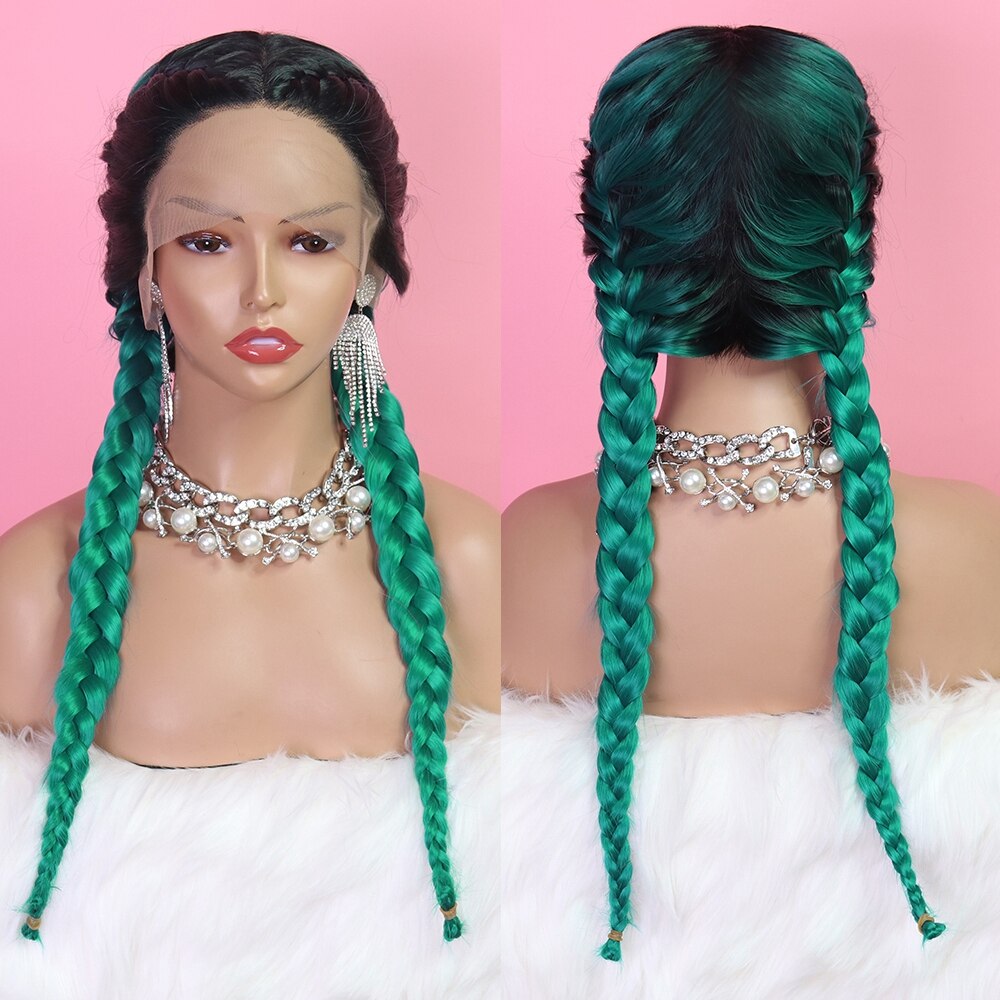 Heat Resistant Synthetic Box Braid Wig Ombre Orange Blonde Synthetic Lace Front Wig Cosplay Braided Wigs