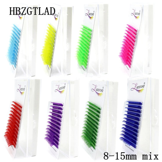 Color Lash Purple Blue Brown Green Red White Pink Yellow Eyelash Extensions Individual False Colored Mink Lashes