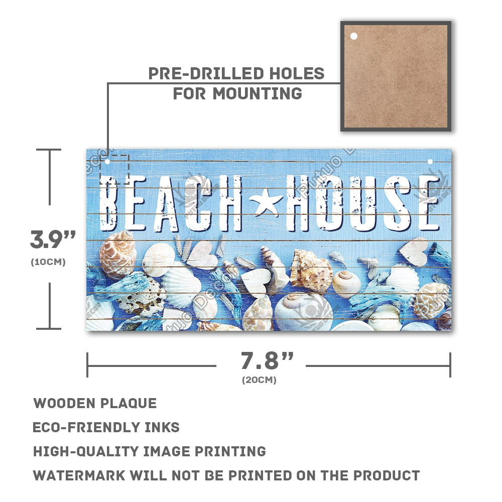 Putuo Decor Beach Home Signs Wood Wall Plaque Wooden Signs Welcome Decor Hanging Plate for Beach House Home Bedroom Tent Decor