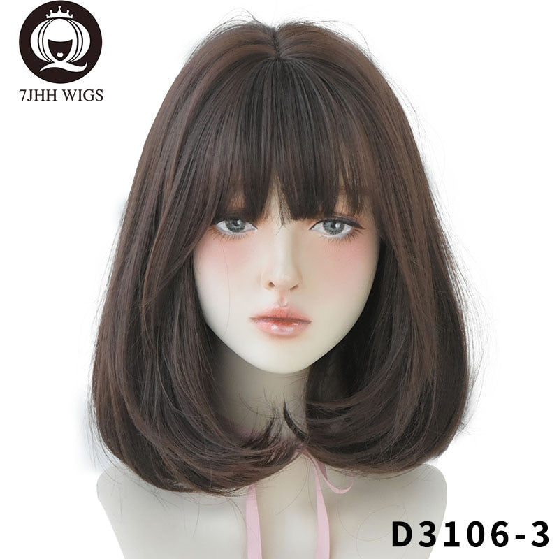 Natural Comfortable Synthetic Wig Black Shoulder Straight Hair 14 Inch Fashion Hairstyle Wig
