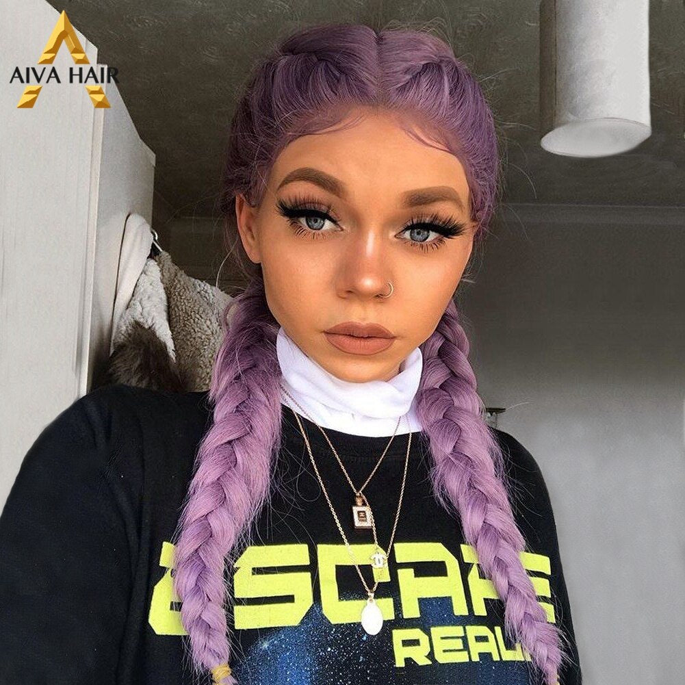 Heat Resistant Synthetic Box Braid Wig Ombre Orange Blonde Synthetic Lace Front Wig Cosplay Braided Wigs