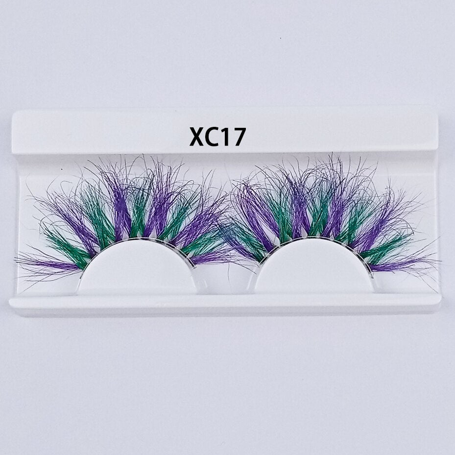 Colored Mink Eyelashes 25mm Lashes Fluffy Messy 3D False Eyelashes Dramatic Long Natural Mink fake Lashes