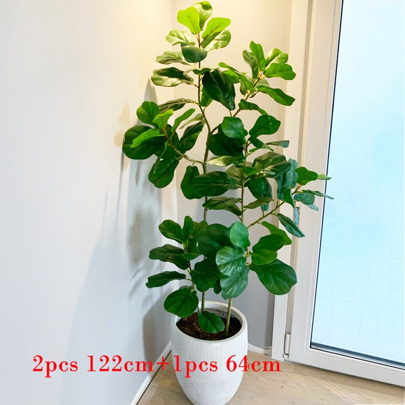 122cm Tropical Tree Large Artificial Ficus Plants Branches Plastic Fake Leafs Green Banyan Tree For Home Garden Room Shop Decor