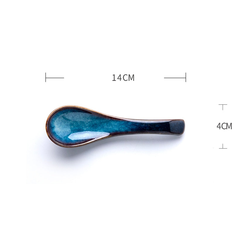 Ceramic Soup Spoon Japanese Tableware Eating Spoon Creative Long handle Spoons Kitchen Cooking Utensil Tool Teaspoon