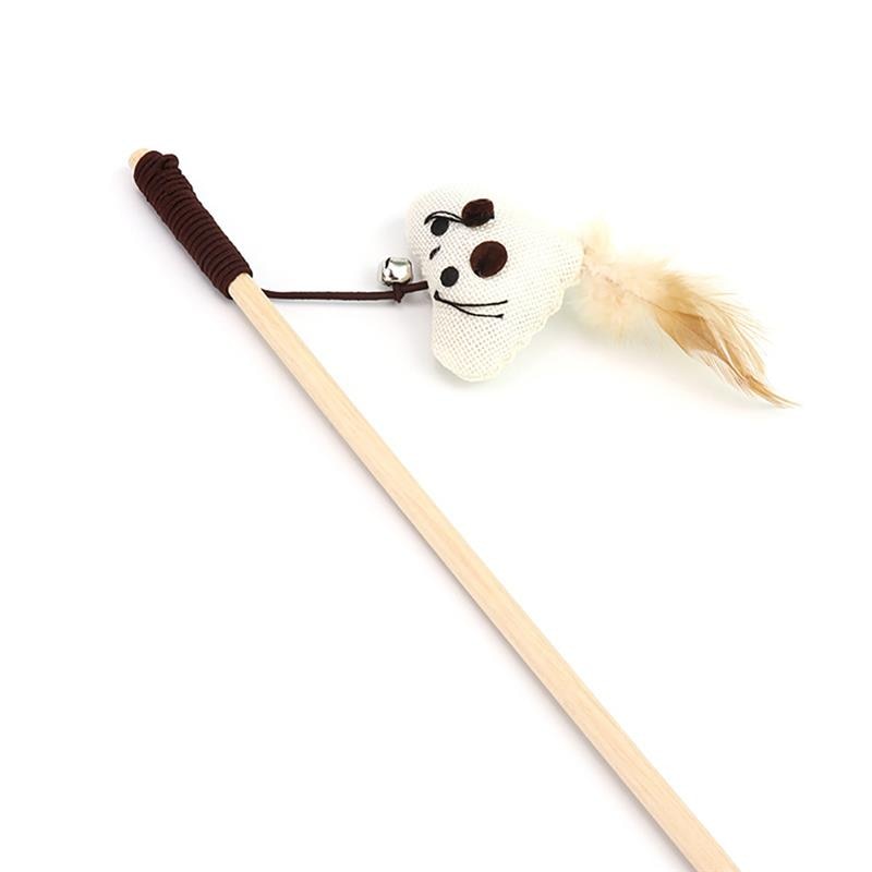 1pc Cat Stick Toy Wooden Rod Small Bell Decor Cat Teaser Play Toy Cat Wand For Cat Pet Supplies Cat Favors Random Style