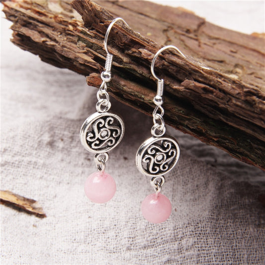 Pendant Natural Stone Beads Drop Earrings Alloy Flower Earring Lucite  Fluorites Danglers Eardrop Jewelry