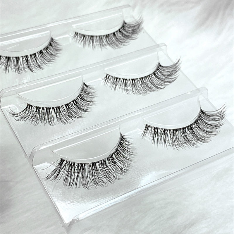Mink Eyelashes 3 pair reusable false eyelashes invisible band