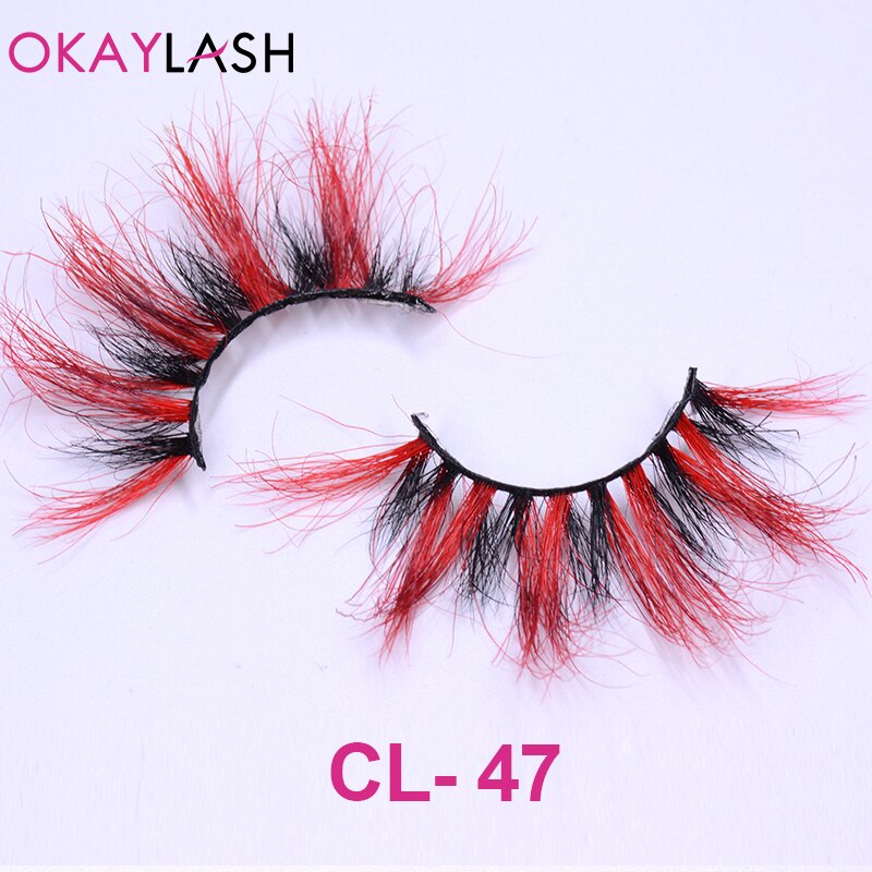 1pair/box real mink color 25mm long siberian eyelashes costume fancy ball dramatic unique colored red blue fake lashes