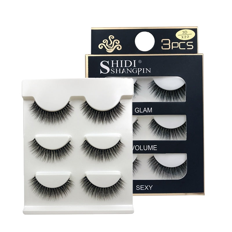 3 Pairs natural false eyelashes thick 3D mink soft long eyelash extension fake eyelash