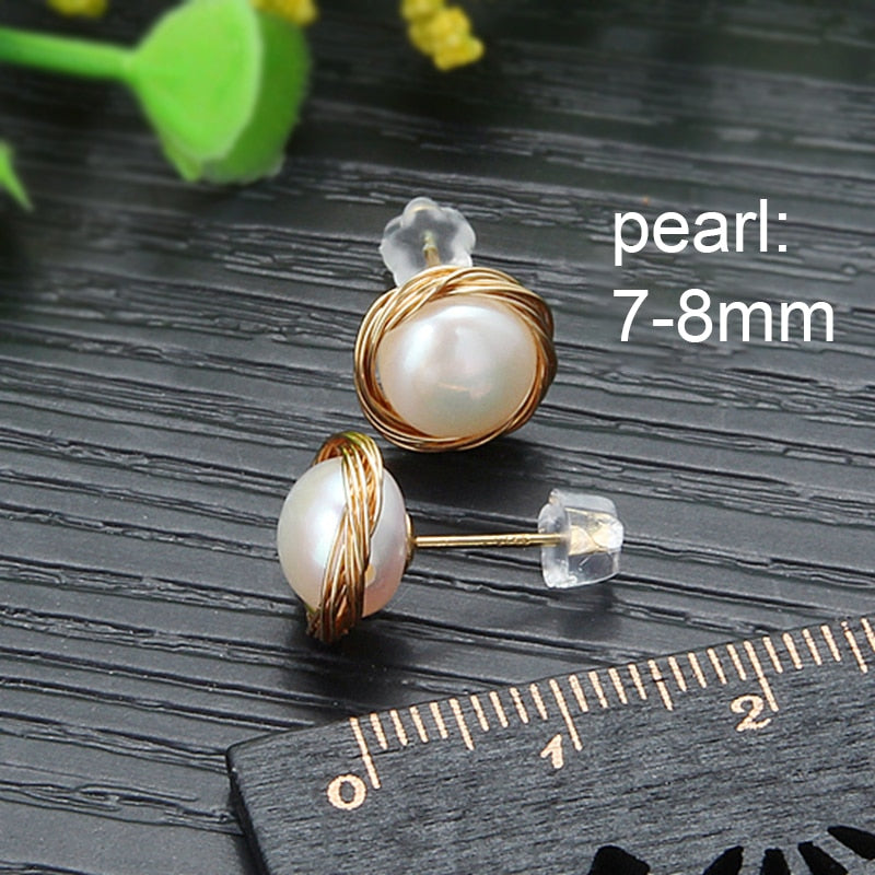 Classic Big Pearl Stud Earring Baroque Freshwater Pearl Earrings Fine Jewelry Handmade