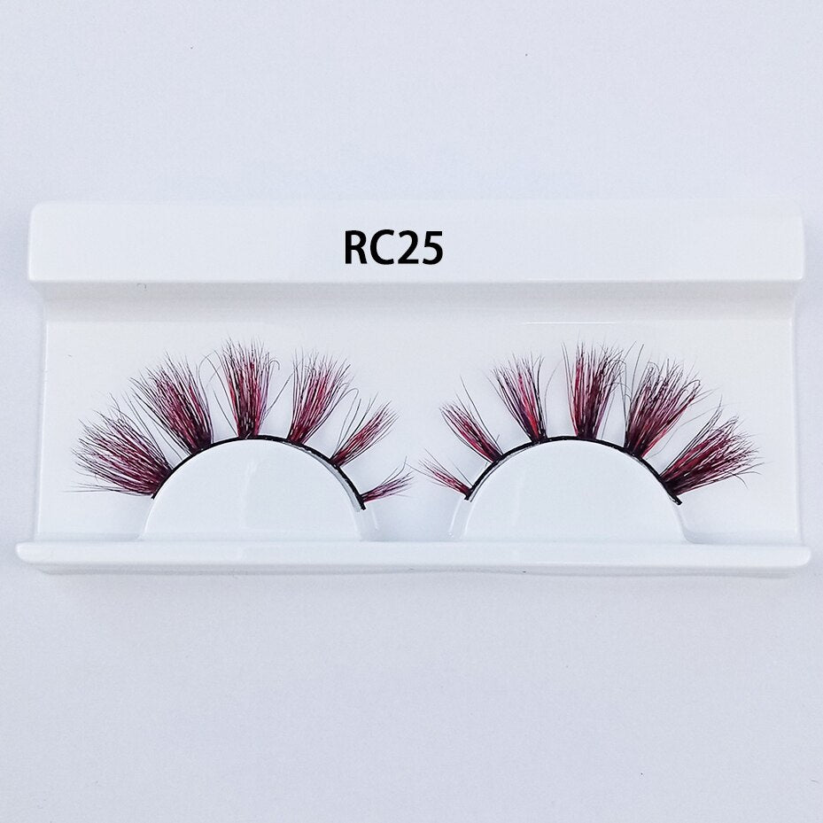 1pair Transparent stem Colored Mink Lashes 15mm-25mm False Eyelashes Soft Tousled 3D Spectacular Long Natural Mink