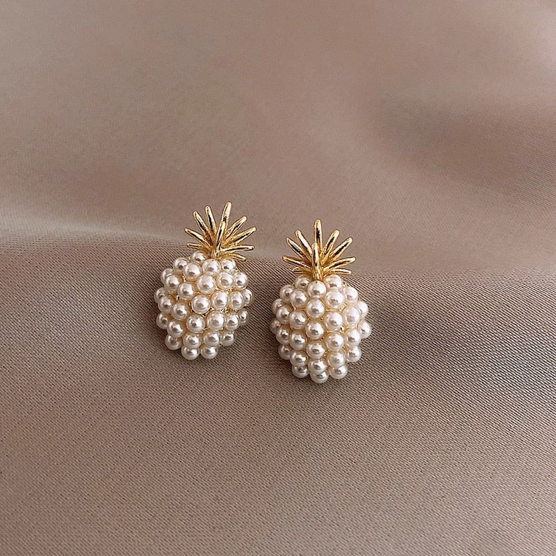 Geometric Pearl Earring Classic Pineapple Pearl Stud Earrings Earrings Jewelry