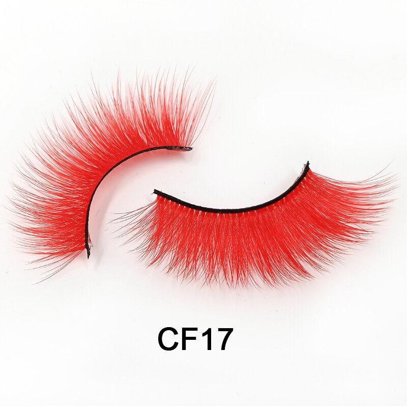 Red Blue Purple Pink Mix 3D Faux Mink Colored Eyelashes Ombre Vegan Strip Lashes Natural Dramatic Fluffy Colourful Cilias Party