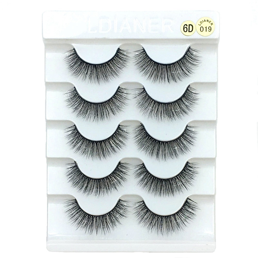 5 Pairs 3D Faux Mink Hair False Eyelashes Wispies Fluffies Drama Natural Long Soft Handmade Cruelty-free Black Lashes