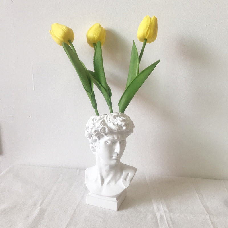 Modern Nordic Style Creative Portrait Vase Human Head Flower Vases Decorative Ornaments Resin David Home Flowers Art Decor
