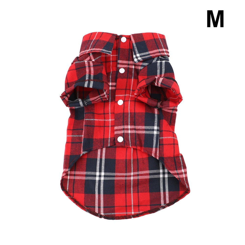 Soft Cotton Short Sleeve Shirts Pet Dog Cat Kitten Clothes Puppy Kitten Clothing Plaid T Shirt
