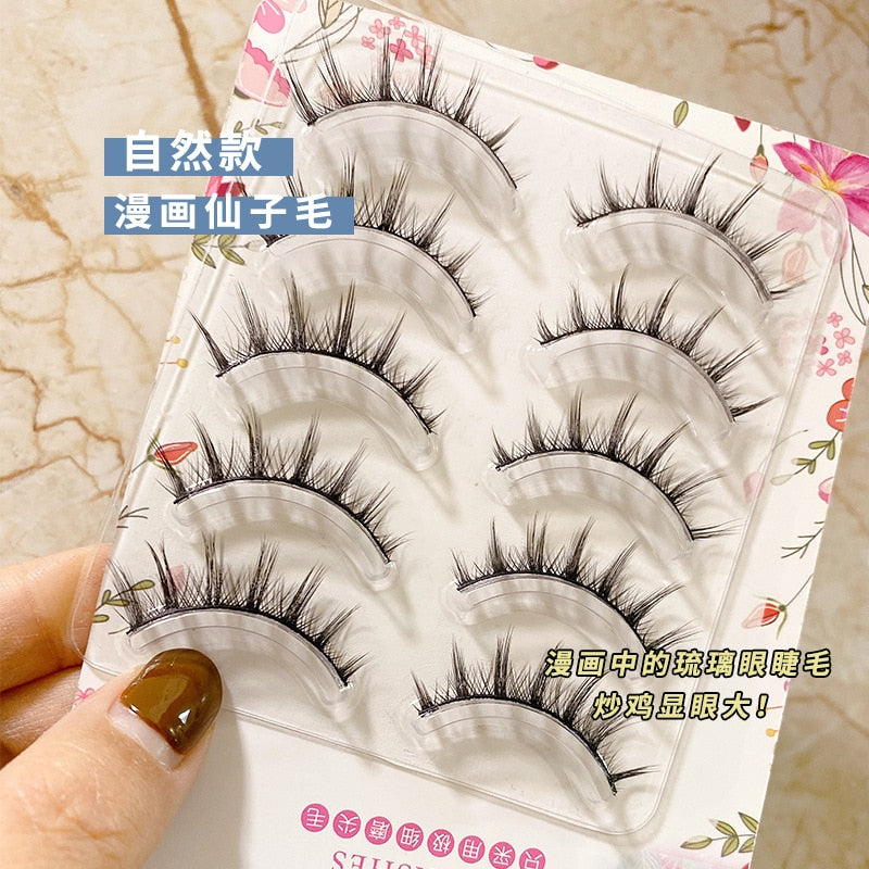 5 Pairs Natural Long False Eyelashes Cos Japanese Eyelashes Handmade Thick Curling Eyelash
