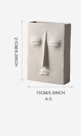 Nordic Home Decor Ceramic Vase for Flowers Human Face Design Decoration Home Vase luxury Pot For Dried Flower white vase