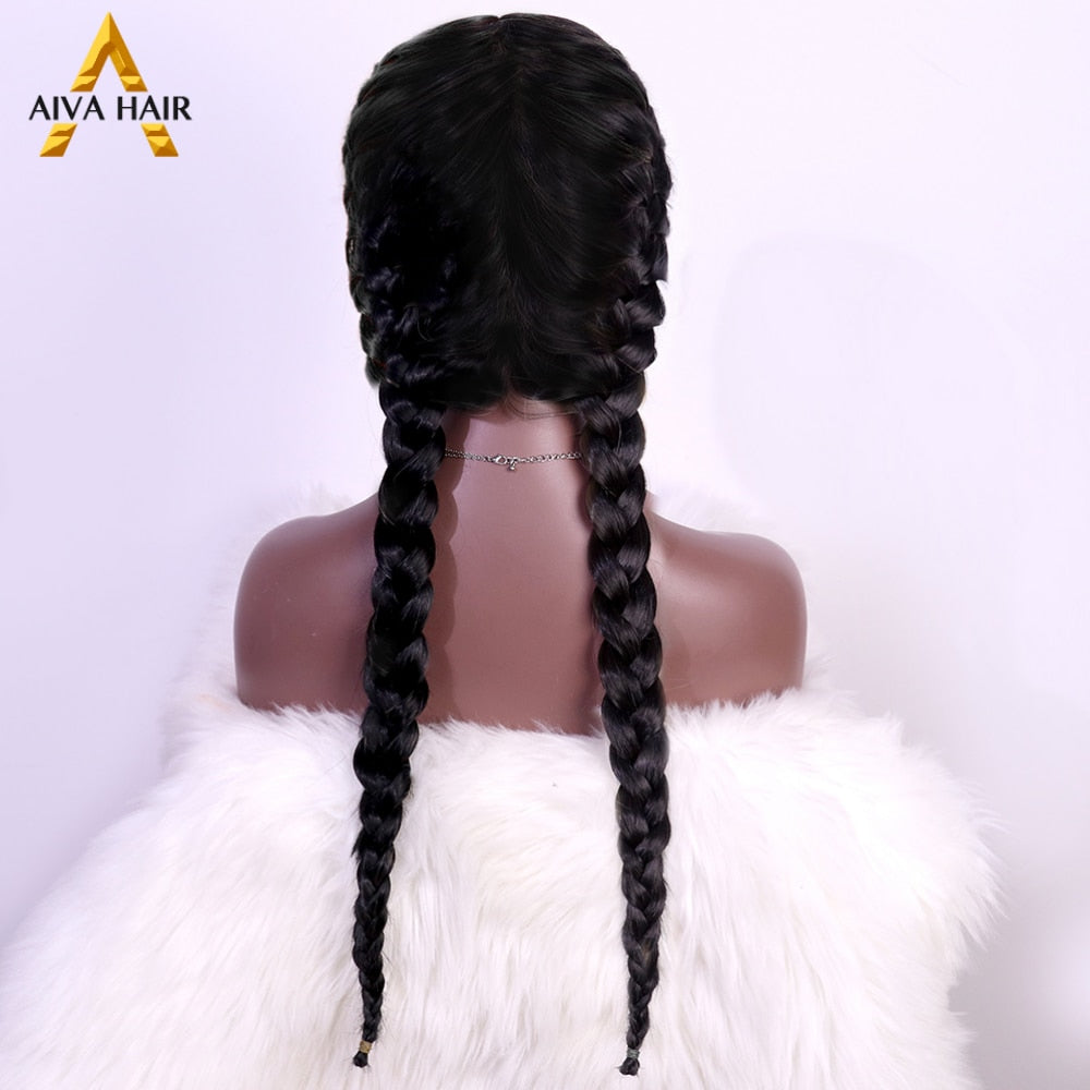 Heat Resistant Synthetic Box Braid Wig Ombre Orange Blonde Synthetic Lace Front Wig Cosplay Braided Wigs