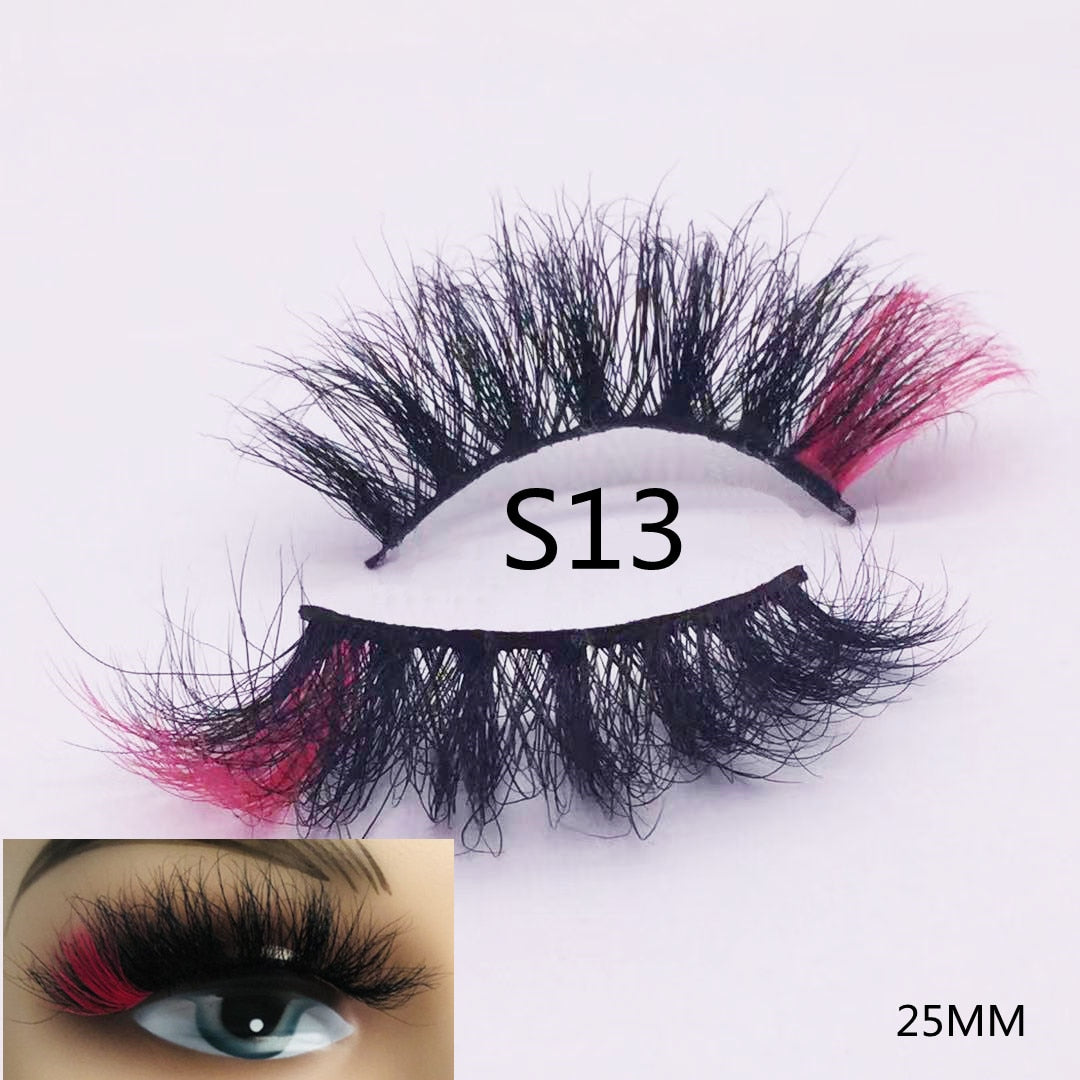 3D Mixed Color Mink Lashes Beauty Natural Individual Eyelashes Fluffy Lash Extension mix pink blue dramatic lash
