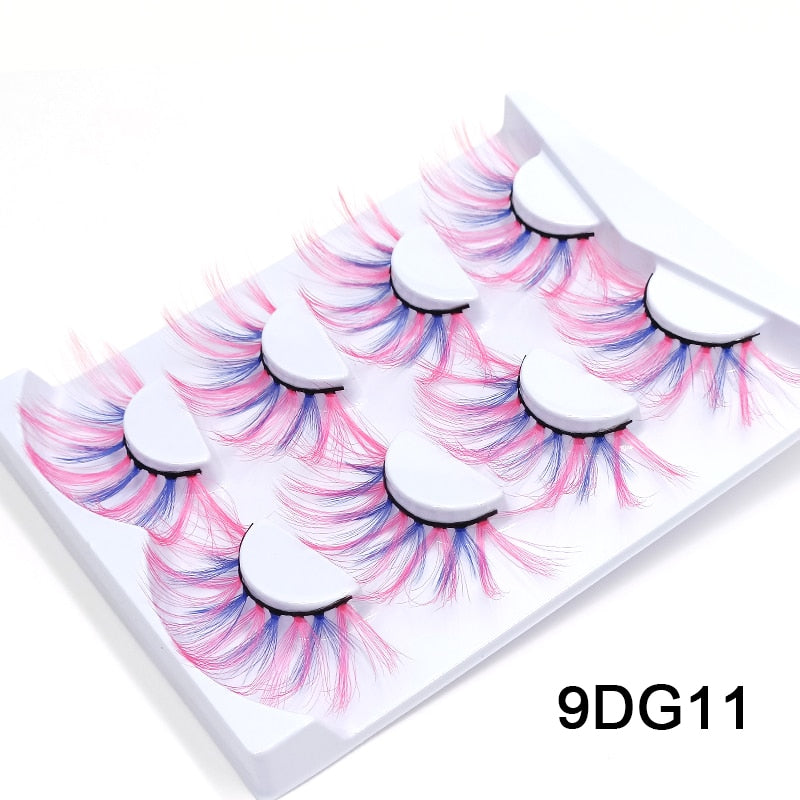 25mm 27mm Long Colorful Eyelashes Hot Pink Faux Mink Colored Lashes Cruelty Free Cosplay Halloween Cilias