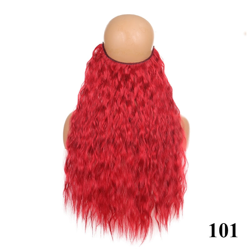 Invisible Wire No Clip One Piece Hair Extensions Secret Fish Line Hair Pieces Wave Straight Synthetic Fake 24 inch