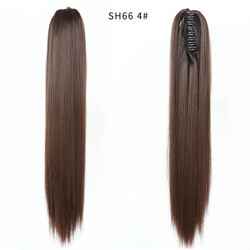 20Inch Short Curly Wavy Ponytail Hair Extensions Synthetic Claw On Hairpieces For Women Brown Black Color