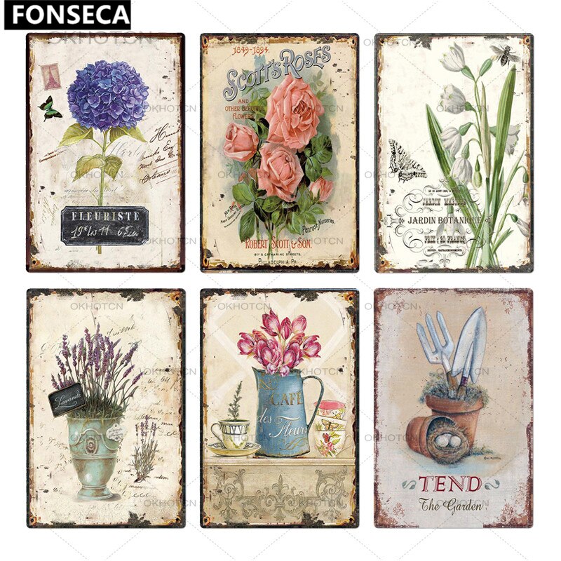 Garden Rules Metal Sign Vintage Metal Plaque Plates Decor For Pub Bar Home Wall Decor Tin Signs Flower Poster