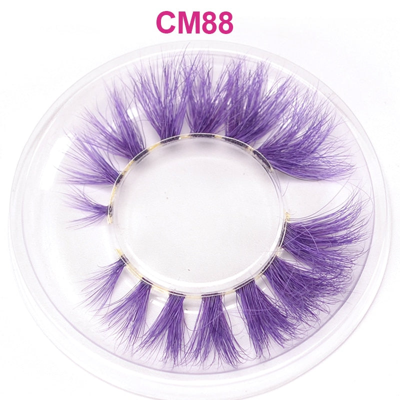 7 Colors Rainbow Eyelashes Princess Cilia Real Mink Fluffy Colored False Lashes for Halloween Party Cosplay