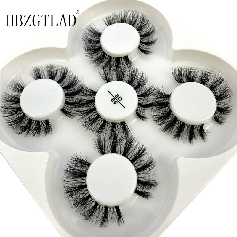 5 pairs Mink Eyelashes Clear Band Eye Lashes Crisscross Transparent Band False Eyelashes Handmade Dramatic Lashes Upper Lash