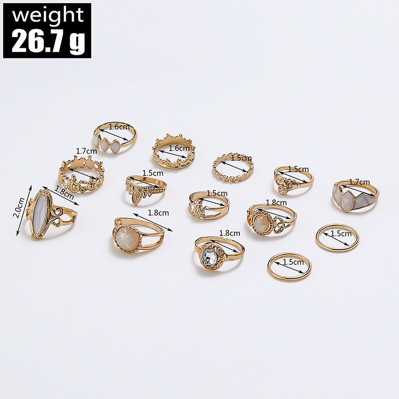 Vintage Rings Set For Women Boho Moon Star Knuckle Finger Ring Female Bohemian Gold Silver Color Jewelry Accessories