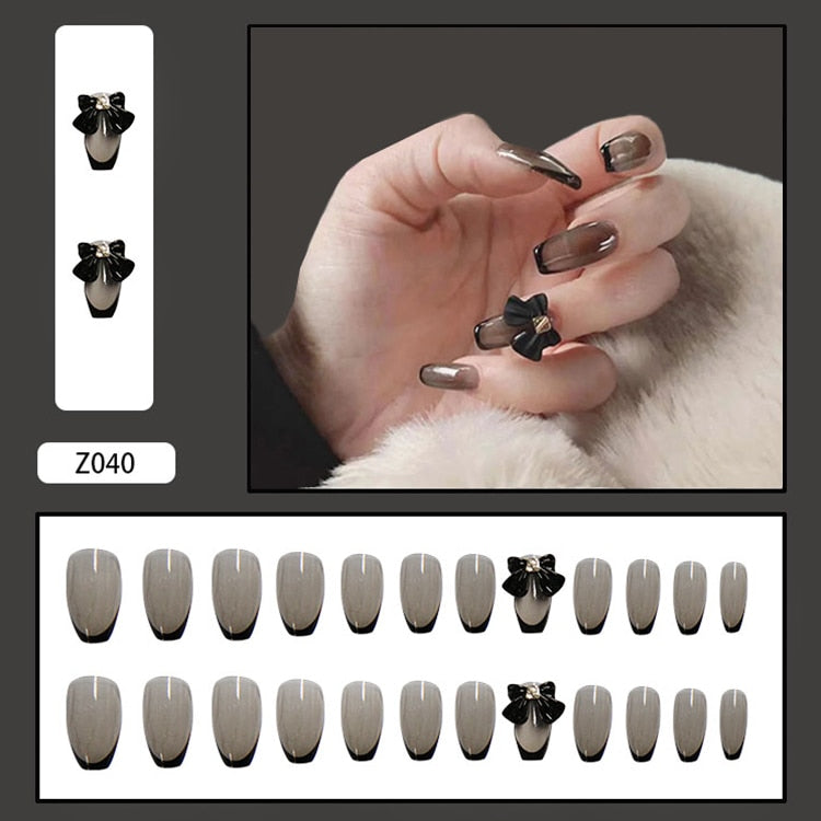 24Pcs/Set 3D Butterfly Bow Bride Fresh and Elegant White Wear DIY Manicure Nail Art Tools