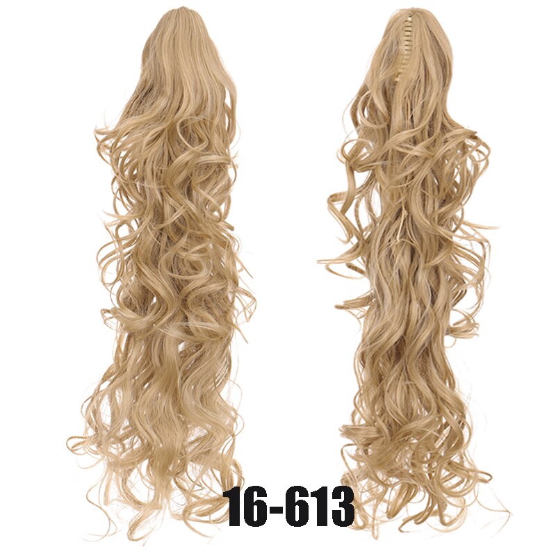 Synthetic 24inch Claw Clip Ponytail Extension Wavy Ponytail Long Straight Hair Ponytail Extension Clip Type Woman Wig